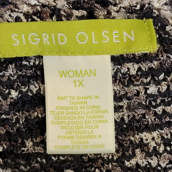 SIGRID OLSEN Women's Plus Oversized Cotton Blend Crochet Cardigan Size 1X Black - Picture 9 of 16